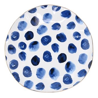 Talerz obiadowy w kropki DUKA RIVIERA 26 cm biały niebieski porcelana