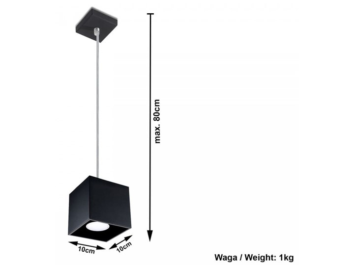 Lampa Wisząca QUAD 1 Czarny Lampa z kloszem Funkcje Brak dodatkowych funkcji
