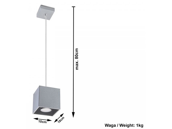 Lampa Wisząca QUAD 1 Szary Lampa z kloszem Funkcje Brak dodatkowych funkcji Kategoria Lampy wiszące