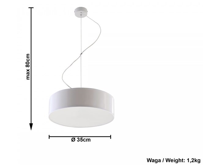 Lampa Wisząca ARENA 35 Biała Lampa z kloszem Kolor Biały