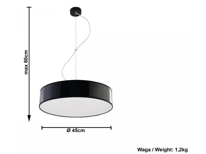 Lampa Wisząca ARENA 45 Czarna Lampa z kloszem Funkcje Brak dodatkowych funkcji