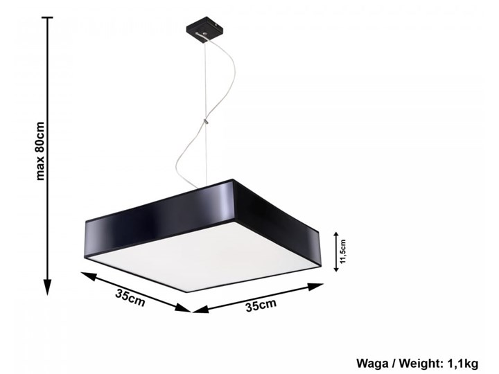 Lampa Wisząca HORUS 35 Czarny Lampa z kloszem Funkcje Brak dodatkowych funkcji Kategoria Lampy wiszące