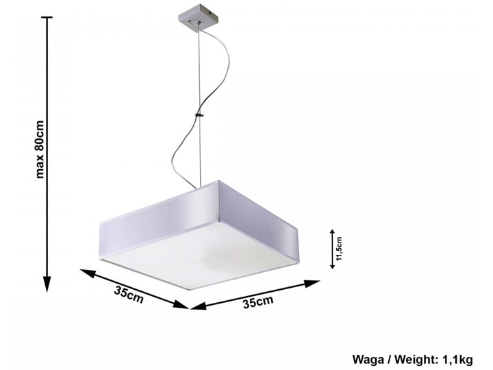 Lampa Wisząca HORUS 35 Szary Lampa z kloszem Funkcje Brak dodatkowych funkcji