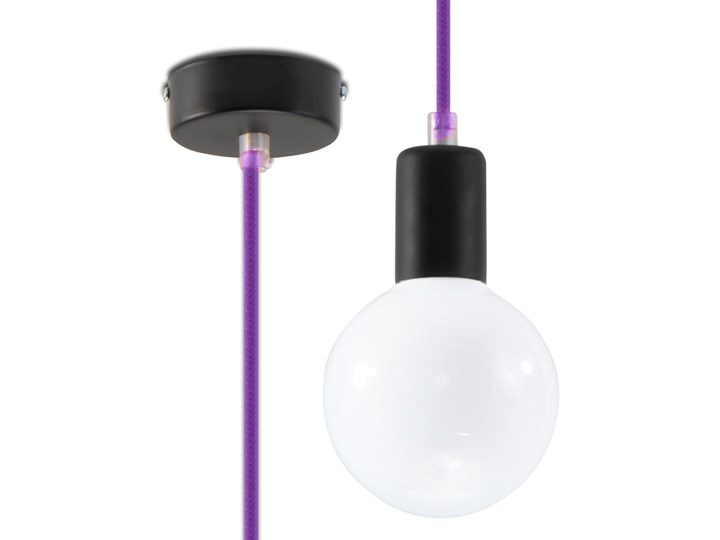 Lampa Wisząca EDISON Fioletowa Tkanina Kolor Fioletowy Metal Stal Kategoria Lampy wiszące