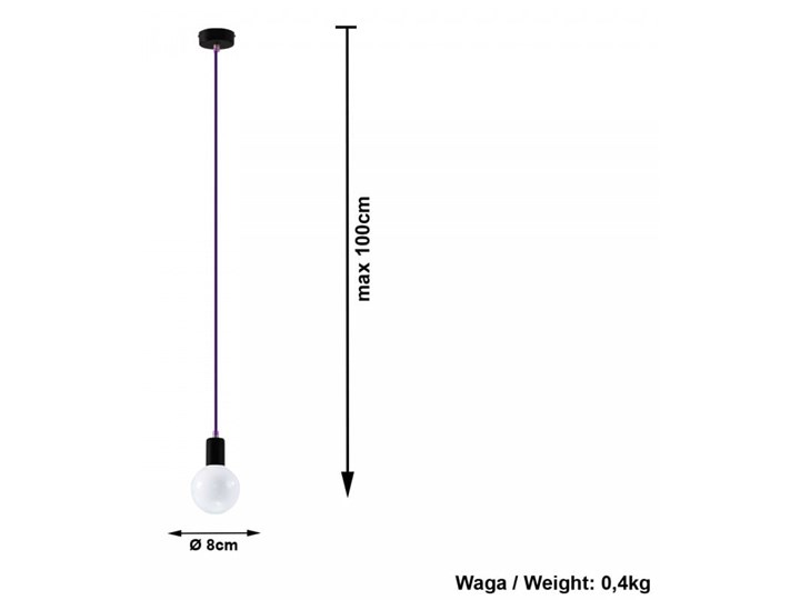 Lampa Wisząca EDISON Fioletowa Metal Tkanina Stal Kategoria Lampy wiszące Kolor Fioletowy