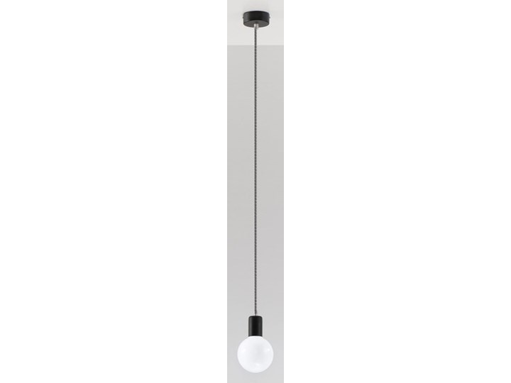 Lampa Wisząca EDISON Czarno-Biała Tkanina Stal Kolor Czarny Metal Kategoria Lampy wiszące