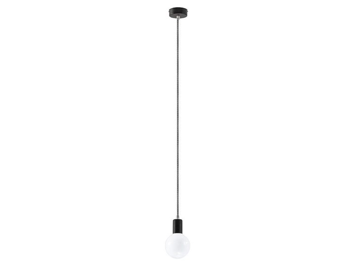 Lampa Wisząca EDISON Czarno-Biała Tkanina Kolor Czarny Stal Metal Kategoria Lampy wiszące