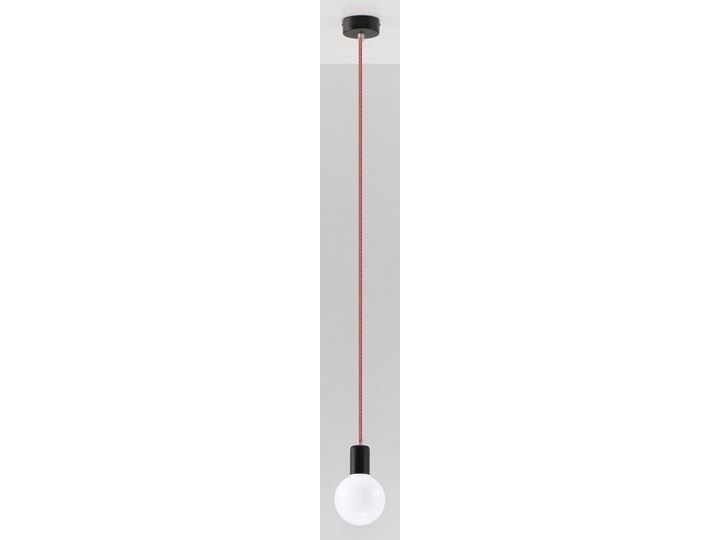 Lampa Wisząca EDISON Czarno-Czerwona Metal Tkanina Stal Kolor Czarny