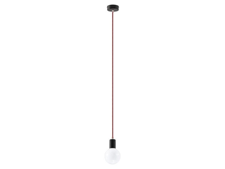 Lampa Wisząca EDISON Czarno-Czerwona Tkanina Stal Metal Kolor Czarny