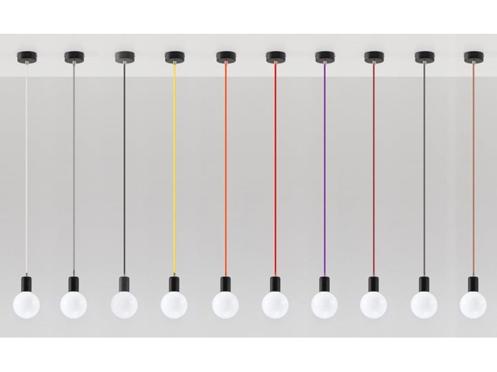 Lampa Wisząca EDISON Czarno-Czerwona Metal Kolor Czerwony Tkanina Stal Kolor Czarny