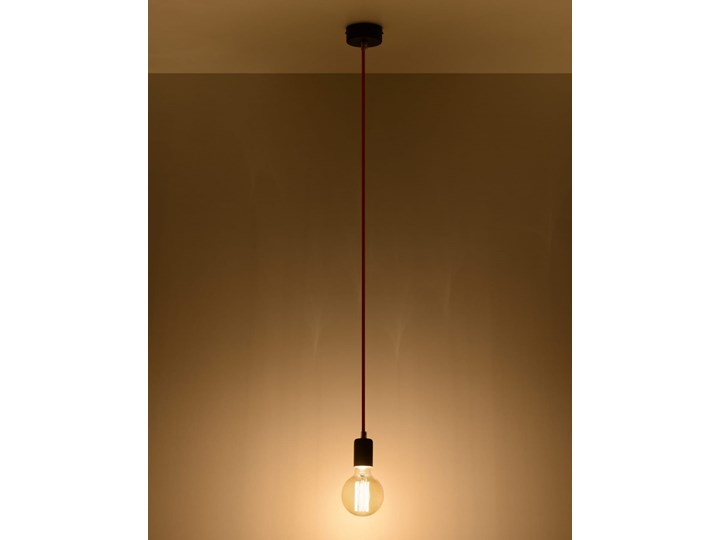 Lampa Wisząca EDISON Czarno-Czerwona Metal Tkanina Stal Kolor Czarny