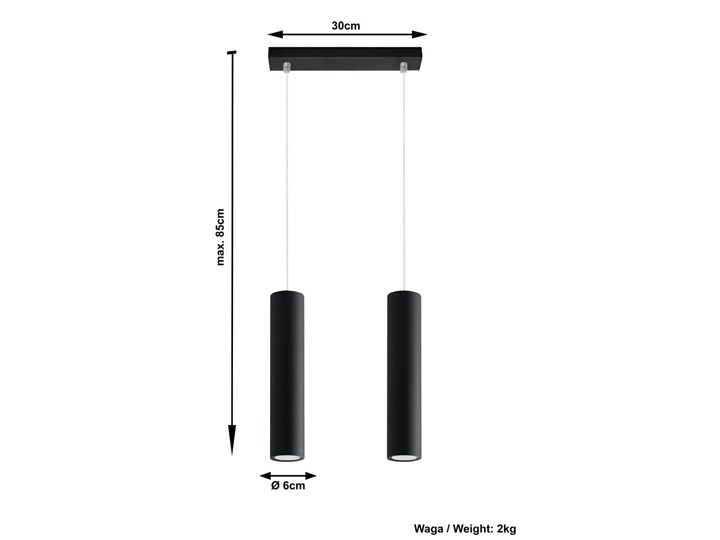 Lampa Wisząca LAGOS 2 Czarny Lampa z kloszem Metal Stal Kategoria Lampy wiszące