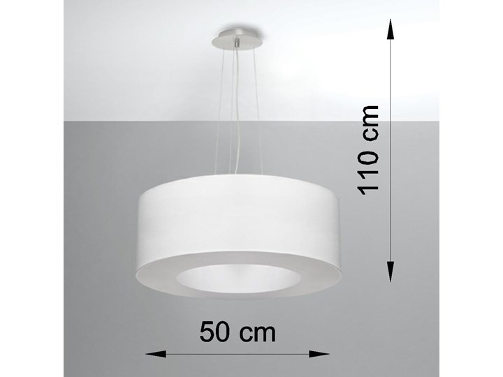 Żyrandol SATURNO 50 biały Metal Lampa z kloszem Stal Tkanina Funkcje Brak dodatkowych funkcji