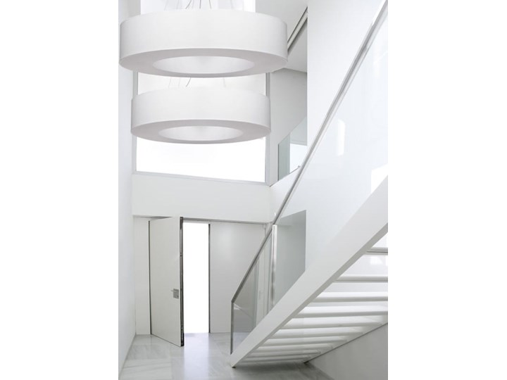 Żyrandol SATURNO 50 biały Metal Lampa z kloszem Tkanina Stal Funkcje Brak dodatkowych funkcji Kategoria Lampy wiszące