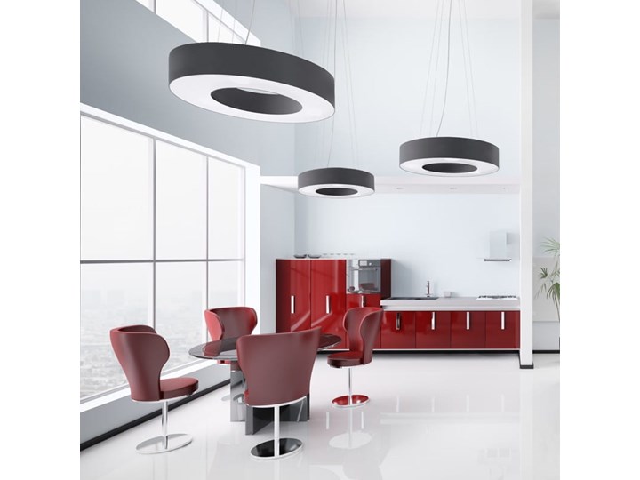 Żyrandol SATURNO 70 czarny Tkanina Lampa z kloszem Stal Metal Kategoria Lampy wiszące