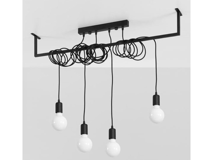 Żyrandol SALAMANCA 4 Metal Kategoria Lampy wiszące Tkanina Stal Kolor Czarny