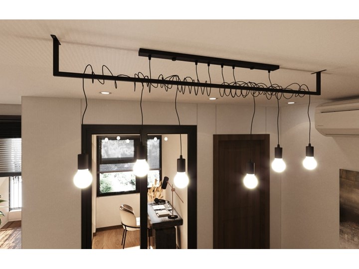 Żyrandol SALAMANCA 4 Stal Tkanina Metal Kategoria Lampy wiszące Kolor Czarny
