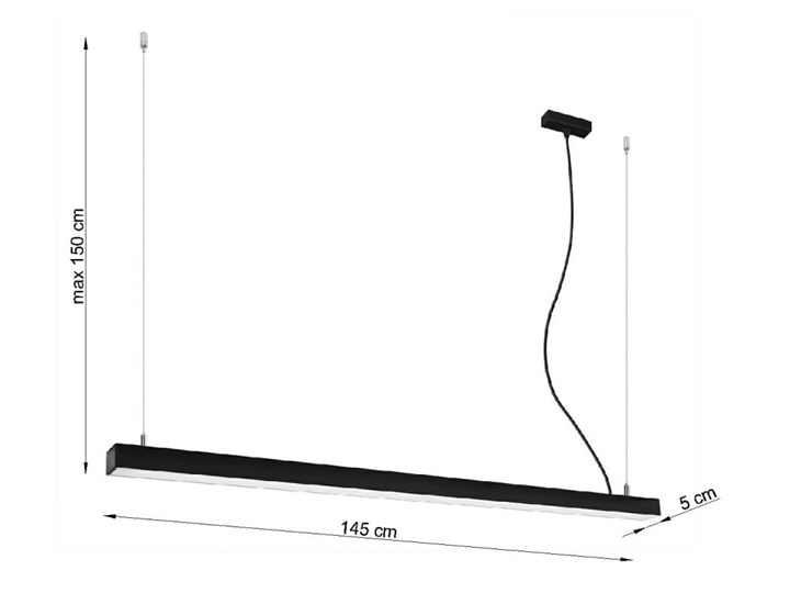 Lampa wisząca PINNE 150 czarna 3000K Kolor Czarny Kategoria Lampy wiszące