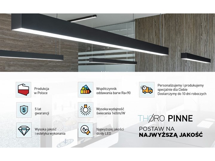 Lampa wisząca PINNE 150 czarna 3000K Kolor Czarny Kategoria Lampy wiszące