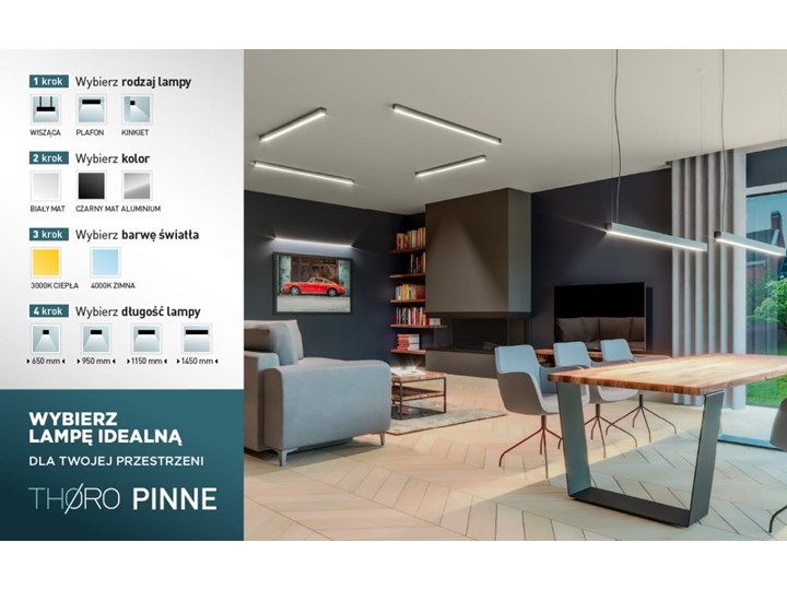 Lampa wisząca PINNE 150 czarna 3000K Kolor Czarny Kategoria Lampy wiszące