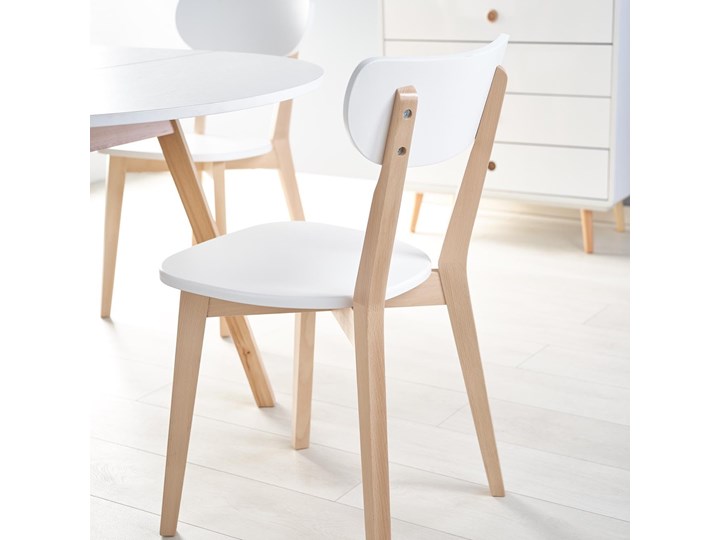 Rozkładany okrągły stół 102x102 z drewnianymi nogami RUBEN biały Halmar Szerokość 102 cm Drewno Długość 102 cm Płyta MDF Kształt blatu Owalny
