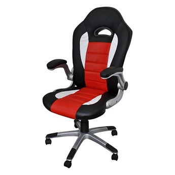 Czarno-czerwony nowoczesny fotel biurowy - Vertos