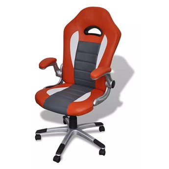 Pomarańczowo-szary fotel obrotowy ergonomiczny - Vertos