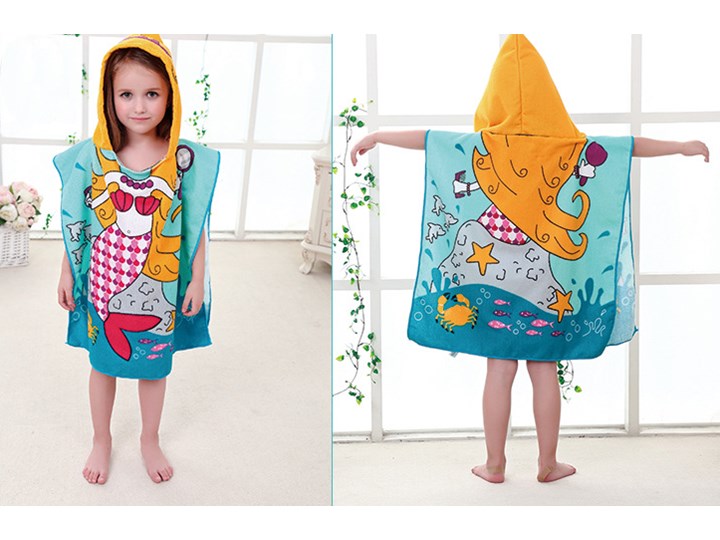 Poncho kąpielowe RPY-17 Ręcznik kąpielowy Ręcznik z kapturkiem Kategoria Ręczniki Dziecięce 60x120 cm Ręcznik plażowy Kolor Biały