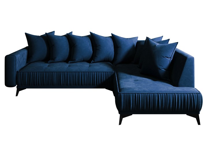 SELSEY Narożnik z funkcją spania Osetto z ozdobną falbanką granatowy Rozkładanie Rozkładany Wysokość 95 cm Głębokość 180 cm Szerokość 260 cm Materiał obicia Tkanina