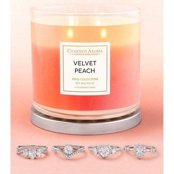 Charmed Aroma sojowa świeca zapachowa z biżuterią 12 oz 340 g Pierścionek - Velvet Peach