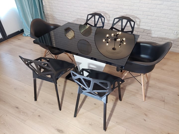 Nierozkładany stół do jadalni w wysokim połysku Niko Rozkładanie Płyta MDF Szerokość 70 cm Szerokość 80 cm Wysokość 75 cm Wysokość 120 cm Szerokość 120 cm Długość 120 cm Wysokość 70 cm Długość 70 cm Pomieszczenie Stoły do jadalni