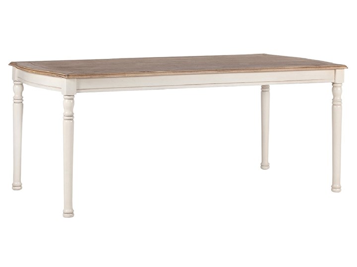 Stół do jadalni Denis, 180 cm, blat orzech, nogi ecru Wysokość 74 cm Metal Drewno Styl Minimalistyczny Kolor Beżowy