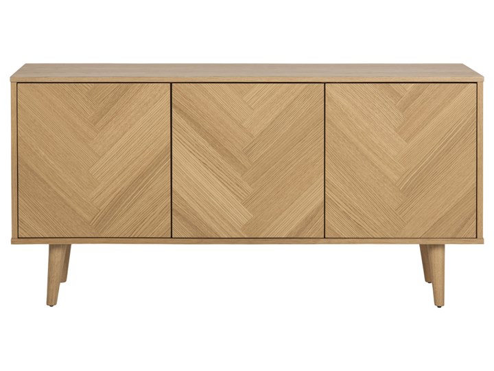 SELSEY Komoda niska Lopezer trzydrzwiowa w jodełkę jasna Drewno Płyta MDF Styl Skandynawski Głębokość 40 cm Szerokość 150 cm Wysokość 75 cm Styl Minimalistyczny