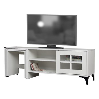 SELSEY Szafka RTV Hills 150 cm biała z wysuwanymi stolikami