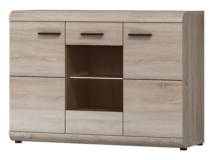 SELSEY Komoda Liberia 120 cm Dąb sonoma jasny Głębokość 42 cm Płyta MDF Wysokość 87 cm Pomieszczenie Salon