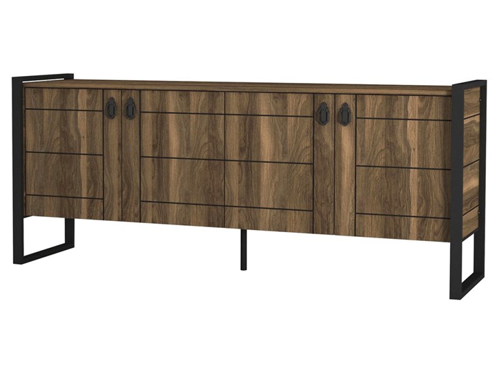 SELSEY Komoda na nóżkach Pau-Rosa czterodrzwiowa orzech Kategoria Komody Szerokość 180 cm Płyta MDF Wysokość 78 cm Głębokość 40 cm Styl Rustykalny