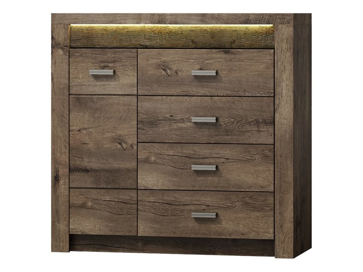 SELSEY Komoda jednodrzwiowa Inaren z czterema szufladami Drewno Głębokość 42 cm Kategoria Komody Styl Nowoczesny