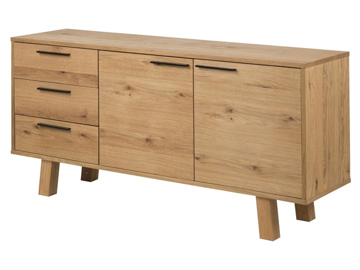 SELSEY Komoda Patsi dwudrzwiowa z trzema szufladami Wysokość 71 cm Drewno Szerokość 150 cm Z szafkami Głębokość 40 cm Lustro Szerokość 155 cm Styl Nowoczesny