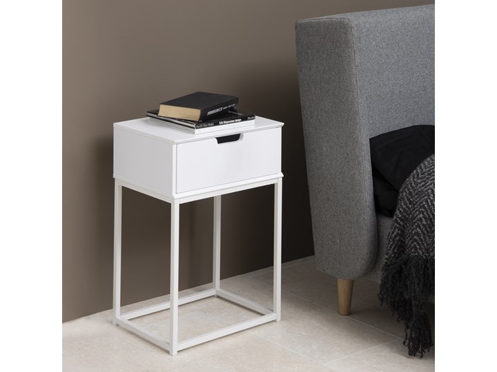 SELSEY Szafka nocna Maudine z szufladą biała Płyta MDF Płyta laminowana Metal Styl Minimalistyczny