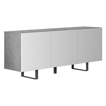 SELSEY Włoska komoda trzydrzwiowa Antoinettie 165 cm z przetworzonych butelek PET Beton/Biały