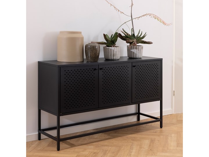 SELSEY Komoda niska Rondan w stylu industrialnym 75x125 cm czarna Głębokość 40 cm Wysokość 75 cm Kolor Czarny