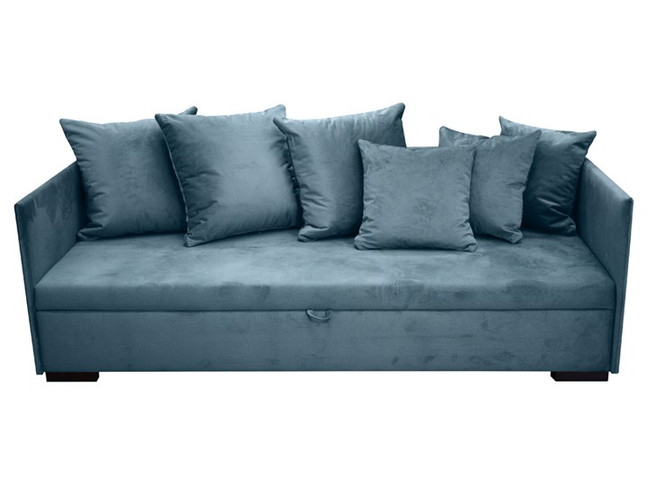 SELSEY Łóżko pojedyncze Trotte 90x197 cm niebieskie Tkanina Drewno Styl Nowoczesny