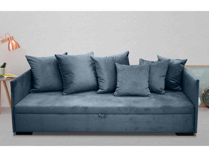 SELSEY Łóżko pojedyncze Trotte 90x197 cm niebieskie Drewno Tkanina Styl Nowoczesny