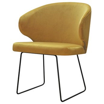 SELSEY Krzesło tapicerowane Bursion na metalowych płozach miodowe