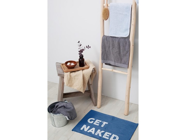 Niebieski dywanik łazienkowy Little Nice Things Get Naked, 60x40 cm 40x60 cm Poliester Prostokątny Bawełna Kategoria Dywaniki łazienkowe