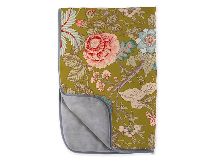 Zielony koc Velvet Atelier Japanese Flowers, 130x170 cm Kategoria Koce i pledy Mikrofibra Poliester Kolor Brązowy