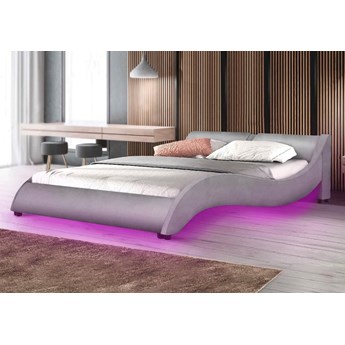Łóżko tapicerowane 160x200 868 LED szary welur