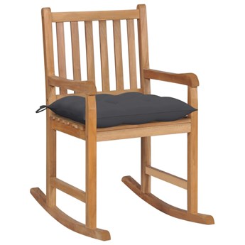 Drewniany fotel bujany z antracytową poduszką - Mecedora