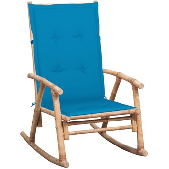 Bujany fotel bambusowy z jasnoniebieską poduszką - Bamsa