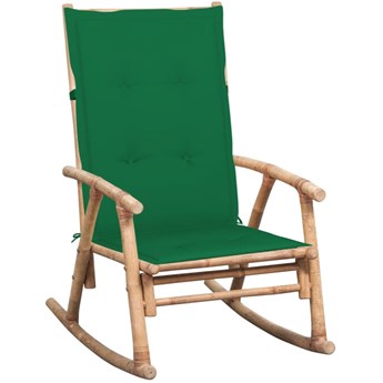 Bujany fotel bambusowy z ciemnozieloną poduszką - Bamsa